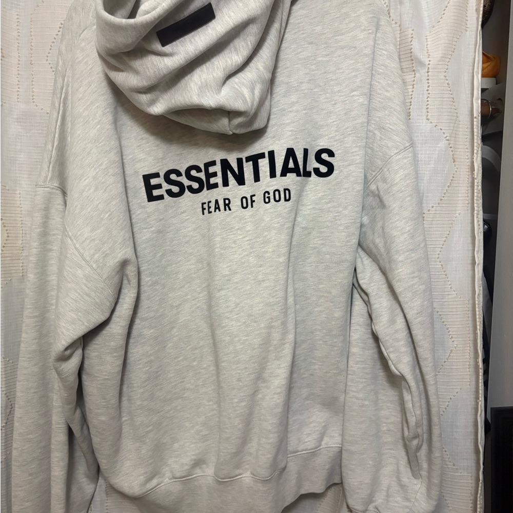 Gray(light oatmeal)Essentials Hoodie. Size L